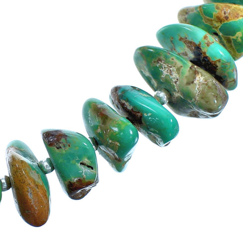 Southwestern Genuine Sterling Silver Turquoise Bead Necklace DX115879
